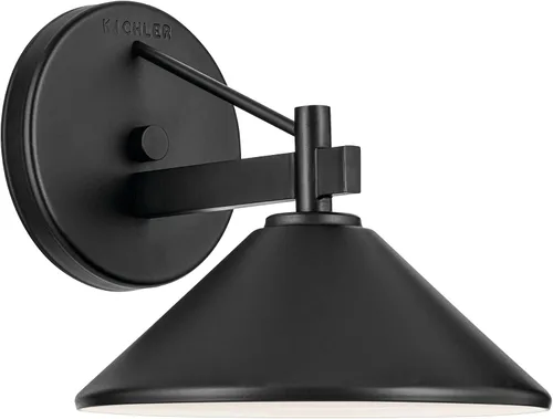 Kichler Ripley 49059BKT - Lámpara de pared para exteriores de 8 pulgadas, color negro, para puertas exteriores, garaje, porche y paredes de patio,