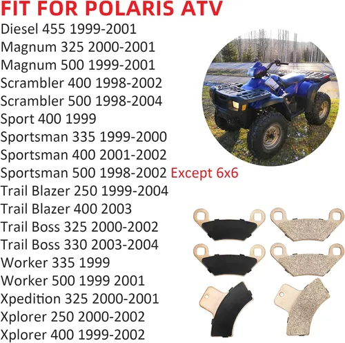 Miniatura 2 de Pastillas de Freno Delantero Trasero Sinterizado para Polaris Sportsman 335 400 500 Magnum 325 500 Trail Boss 325 330 Trail Blazer 250 400 Scrambler