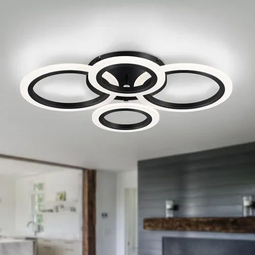 Miniatura 10 de Lámpara de techo LED moderna de montaje empotrado, 8 anillos blancos, lámpara de techo cercana al techo, para sala de estar, iluminación de comedor