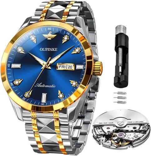 Miniatura 12 de OLEVS - Relojes de acero inoxidable para hombre, reloj de negocios y vestir de gran tamaño, fácil de leer, analógico, impermeable, luminoso, casual