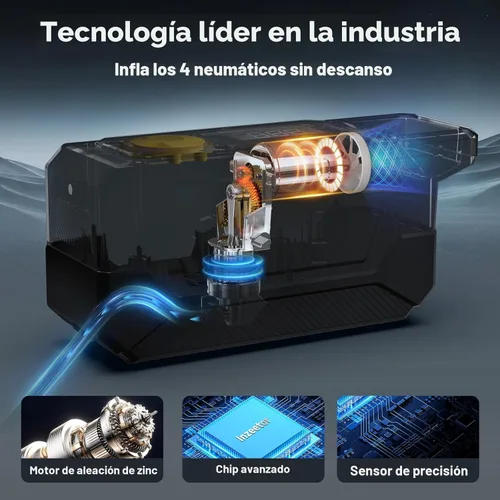 Miniatura 3 de Compresor de aire portátil, inflador de neumáticos de 150 PSI, bomba de aire de 12 V CC con apagado automático, manómetro digital y luz LED de Negro