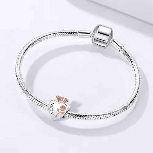 Miniatura 3 de NanMuc Corazón de oro rosa mamá I Love You Forever Crown Joyería para mujer Charms para pulseras para madre