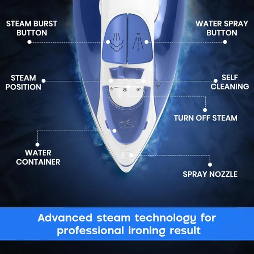 Miniatura 10 de Utopia Home Plancha de vapor para ropa con suela antiadherente, plancha de ropa de 1200 W con control de termostato ajustable, protección