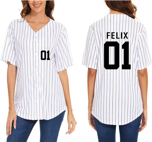 Miniatura 13 de DHSPKN Stray Kids Domin ATE Album Merch Rockstar 8th Baseball Shirt Felix Jisung Hyunjin Minho Bangchan Changbin Concerts Tee Unisex Tops