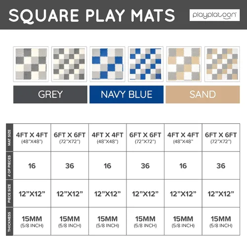 Miniatura 7 de Play Platoon Tapete de espuma no tóxica, cómodo, extra grueso, acolchado para ejercicio y juego para niños pequeños, niños y adultos, 16 azulejos