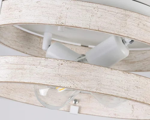 Miniatura 6 de Moderno de granja ?Blanco antiguo con aspecto desgastado lámpara de techo empotrada de 2 luces lámpara de techo de tambo de madera montaje