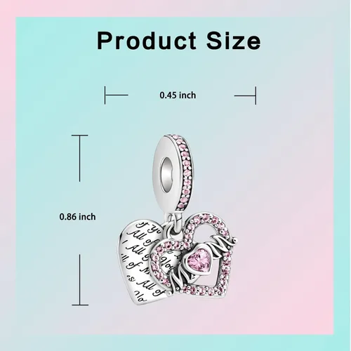 Miniatura 20 de LUXILLA Abalorio de plata de ley 925 para madre, hija, abuela, para familia, amor, madre, hija, abuela, para pulseras, collares, dijes, abalorios