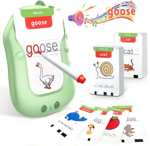 Tarjetas didácticas reutilizables para escribir y dibujar para niños pequeños, 168 tarjetas de aprendizaje de fonética con 8 bolígrafos de color,