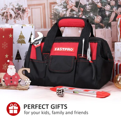 Miniatura 4 de FASTPRO Juego de herramientas de reparación del hogar de 215 piezas con bolsa de almacenamiento abierta de boca ancha de 12 pulgadas, kit de Rojo