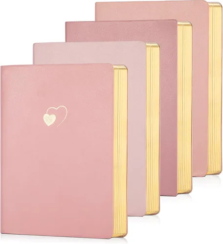 Miniatura 13 de CAGIE Cuaderno con líneas para mujeres y niñas de 256 páginas, lindo diario con cuero en forma de corazón para escribir, cuadernos A5 de tapa blanda