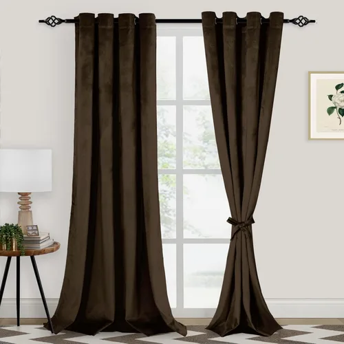 Miniatura 9 de XWZO Cortinas de terciopelo azul de 63 pulgadas de largo, elegantes cortinas de lujo suaves para sala de estar, aislamiento térmico, oscurecimiento