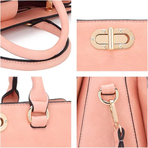 Miniatura 4 de Dasein Bolsos de mano para mujer bolsos de mano con asa superior bolsos de trabajo bolsos de hombro con embrague a juego juego de 2 piezas