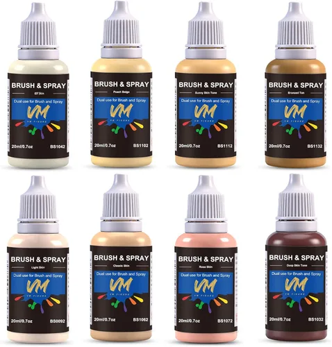 VM - Juego de pintura acrílica no tóxica de 8 colores para artistas, manualidades, cosplay, pintura de retratos y tono carne, 8 botellas x 0.67 Skin