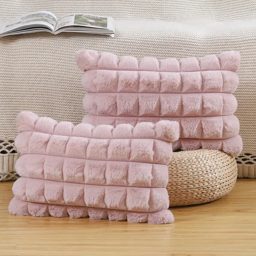 Miniatura 22 de MADIZZ Juego de 2 fundas de almohada de lana sintética a cuadros de 12 x 20 pulgadas / 12.0 x 20.0 in., súper suaves, bohemias, decorativas