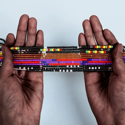 Miniatura 39 de 4 cuentas de cintura africana hechas a mano de 50 pulgadas para mujer, no elásticas (corbata)