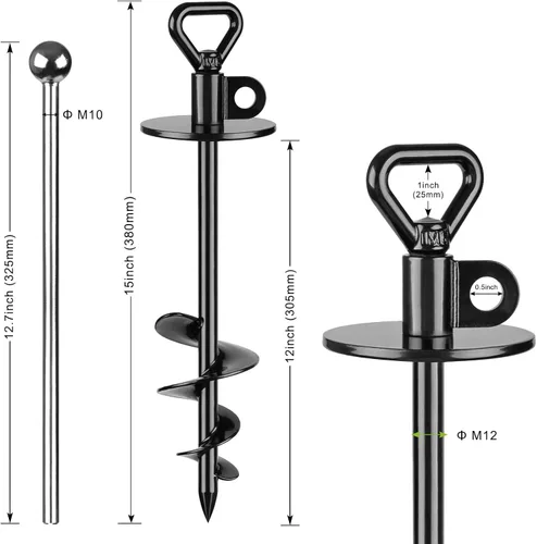 Miniatura 6 de SELEWARE Estaca de amarre para perro al aire libre, anclaje antióxido para perros grandes de hasta 220 libras, estaca giratoria gratuita para Negro C