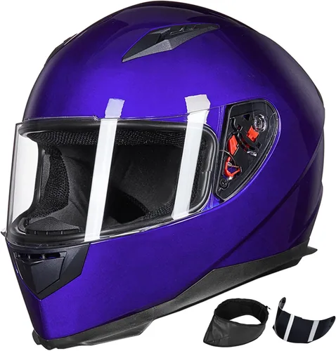 Miniatura 12 de ILM - Casco integral para motocicleta y bicicleta urbana, con bufanda de invierno extraíble, 2 viseras, modelo aprobado por DOT JK313