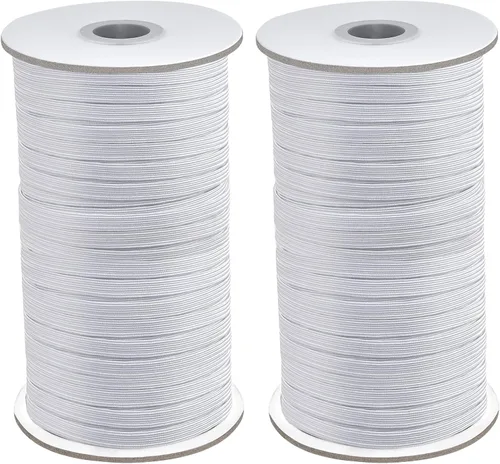 Miniatura 10 de Coopay Bandas elásticas planas de 1/2 pulgada de largo y 100 yardas de largo, cuerda elástica plana para coser proyectos de bricolaje, artes y Blanco