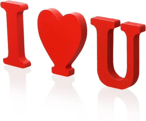 Letrero de madera de amor, decoración del hogar, letras de amor independientes, color rojo, corazón, mesa de amor, parte superior de madera