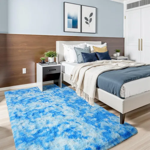 Miniatura 40 de Terrug Alfombra Corredor Negra Esponjosa para Dormitorio, 2x6 Pies Lindas Alfombras de Área de Pelo Largo para Pasillo, Alfombra de Felpa Suave
