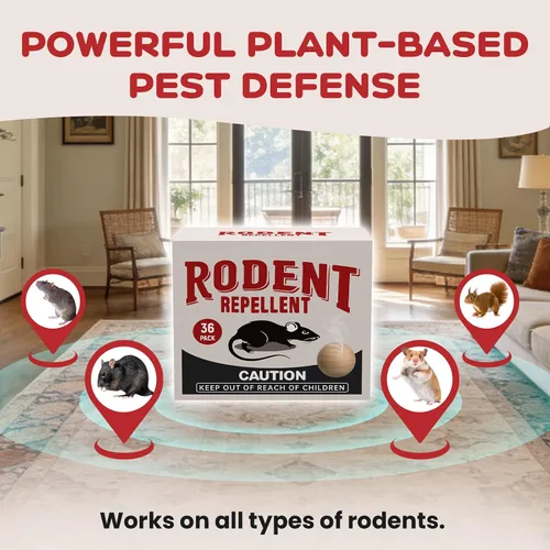 Miniatura 3 de Repelente de roedores, 33 bolas, repelente de ratones para interiores, para casa, coche y garaje, bolas de polilla de aceite de menta seguras