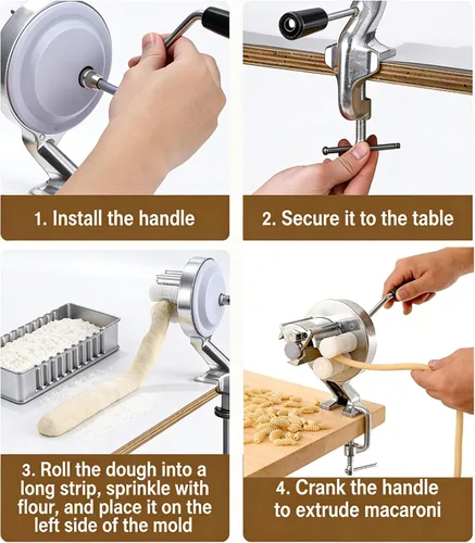 Miniatura 3 de Máquina manual de pasta Cavatelli, aluminio resistente, fácil operación, antiadherente, compacta para ñoquis de cocina en el hogar