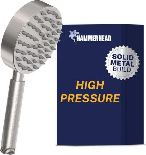 Miniatura 11 de HammerHead Showers® Cabezal de ducha de mano de metal sólido, cromado, cabezales de ducha de alta presión de 2.5 GPM, varita rociadora de 4 Cromo