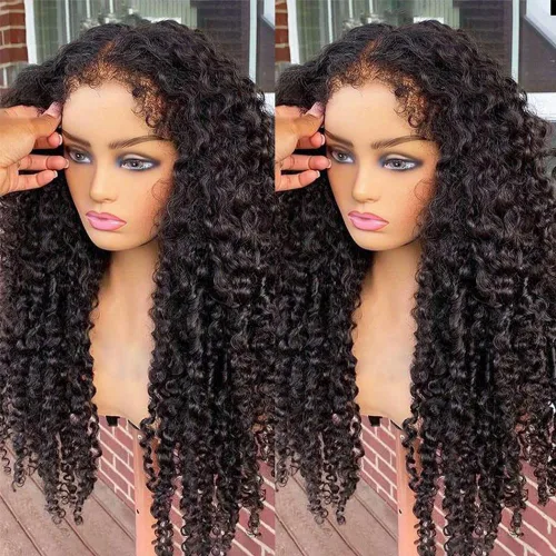 Miniatura 6 de Peluca de cabello humano con bordes rizados de 13x4, encaje frontal transparente HD, pre depilada, pre decolorada, con nudos, bordes 4C, cabello