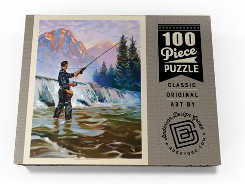 Miniatura 4 de MyPuzzle Classic Sportsman: Fly Fishing, Vintage Poster - Rompecabezas de 100 piezas prémium para adultos