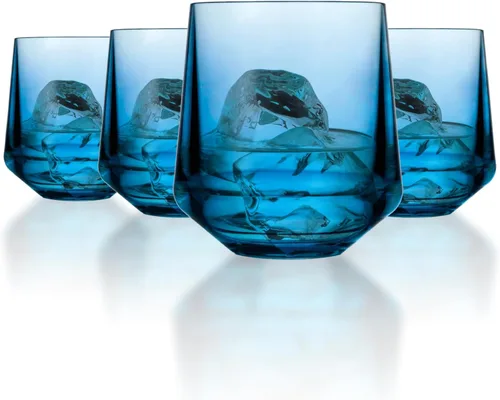 Drinique Copas de vino irrompibles sin tallo, juego de 4, plástico Tritan de 12 onzas, fabricadas con 50% contenido reciclado, reutilizables, aptas