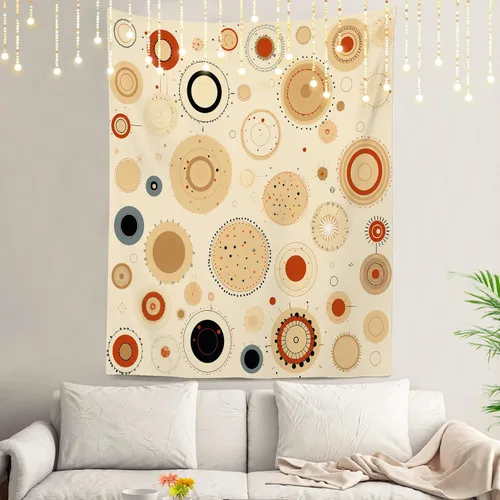 Miniatura 35 de Shrahala Circles Tapestry, Abstract Art With Various Circles Wall Hanging Hd Print Polyester Backdrop For Dorm Room Bedroom 30 X 40 In