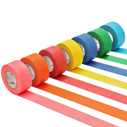 skytogether Cinta adhesiva de colores de 1 pulgada de ancho, rollos de cinta adhesiva de color arcoíris para niños, pintores de aula, cinta colorida