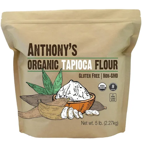 Harina de Tapioca Orgánica Anthony's, 5 libras, Sin Gluten y Sin OGM