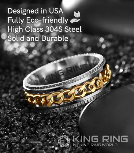 Miniatura 3 de King Ring Anillos Super Spinner de 0.315 in Segunda edición de anillos de acero inoxidable premium para hombres y mujeres Diseñado en Estados