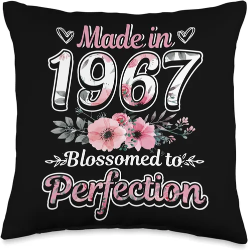 Miniatura 5 de Birthday Gifts For Women In Flower Style Almohada de cumpleaños, diseño floral, hecha en 1967, 18 x 18 pulgadas, multicolor