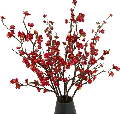 Miniatura 9 de Flores de Ciruelo Artificiales, 6 Piezas de Flores de Cerezo Rosa, Ramas Falsas para Vaso, Ramas de Cerezo Artificiales para Decoración de Hogar