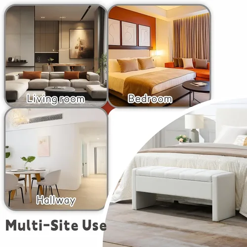 Miniatura 8 de Otomana de 47.25 pulgadas con almacenamiento, banco de almacenamiento para el extremo de la cama, banco de entrada, reposapiés multifuncional