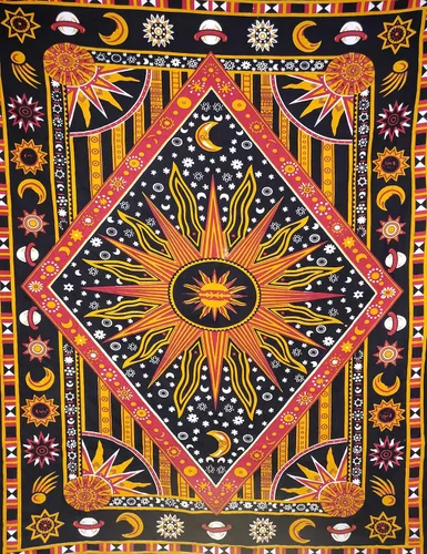 Miniatura 6 de ICC - Tapiz de teñido anudado de sol ardiente morado, celestial, luna, planeta, bohemio, para colgar en la pared, bohemio, hippie, hippie, tapiz