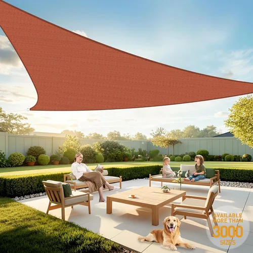 Artpuch - Toldo parasol, 10 x 10 x 14 pies, color rojo óxido, triángulo con borde curvo, grado comercial, 185GSM, tela para sombra permeable para