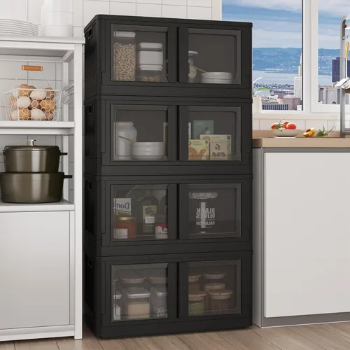 Miniatura 14 de FLEXIMOUNTS 75 QT Contenedores de almacenamiento apilables con tapas, contenedores de almacenamiento de plástico plegables, organizadores de armario