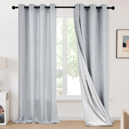Miniatura 44 de Deconovo - Cortinas opacas para dormitorio con ojales, cortinas sólidas con aislamiento térmico, bloquean el calor, oscurecen la habitación, ahorran
