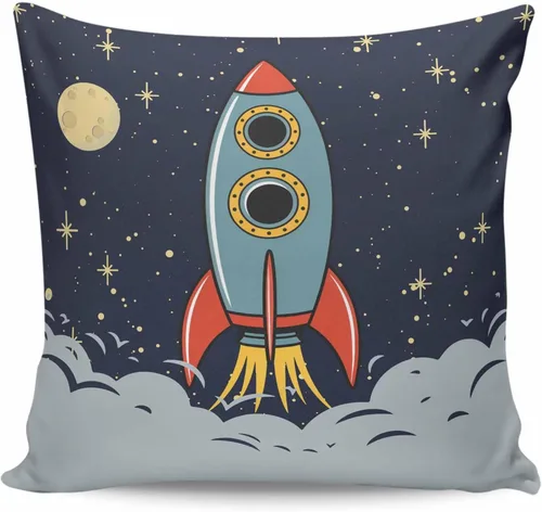 T&H XHome Fundas de almohada con diseño de cohete para niños, para exploración del espacio exterior, nave espacial, sofá, dormitorio, suave,