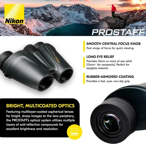 Miniatura 7 de Nikon PROSTAFF - Binoculares todo terreno ATB de 0.315 x 0.984 in con alivio ocular largo, lentes brillantes con revestimiento multicapa, exterior
