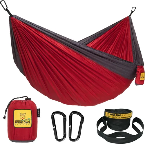 Wise Owl Outfitters Hamaca de camping – Hamaca portátil de 500 libras con correas de árbol – viajes, mochileros, senderismo, equipo de campamento al