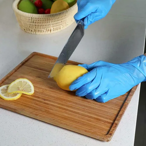 Miniatura 6 de Guantes desechables medianos, de mezcla de nitrilo y vinilo, sin látex, 100 unidades, guantes de grado alimenticio para limpieza, preparación de Azul
