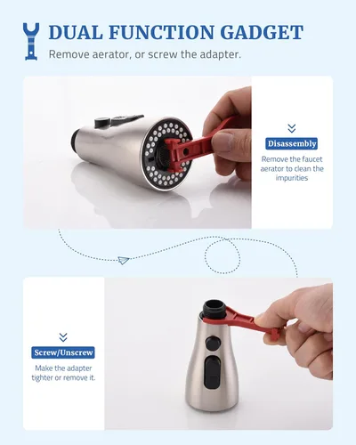 Miniatura 5 de Repuesto de cabezal de grifo de cocina de metal, con 15 adaptadores, cabezal rociador de bajo plomo para grifo de fregadero extraíble, boquilla