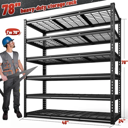 Miniatura 2 de REIBII Estantería de garaje de 6 niveles, estantes de almacenamiento de 3600 libras, estantería de metal ajustable y resistente, estante