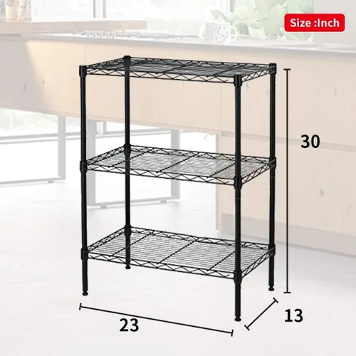 Miniatura 3 de Estantería de alambre de metal NSF resistente de 3 niveles de altura ajustable para garaje con patas niveladoras de 23 pulgadas de largo x 13