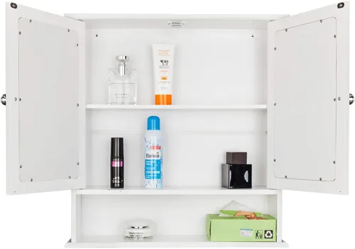 Miniatura 5 de Gabinetes de medicina de baño con espejo, gabinete de baño montado en la pared gabinete de almacenamiento de madera gabinete de pared de baño