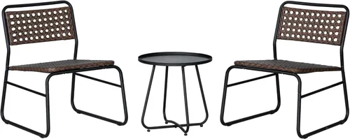 JONATHAN Y Freja LVG1100B-3SET - Juego de 3 piezas de ratán de polietileno para patio, balcón, porche y patio trasero, muebles modernos de mimbre